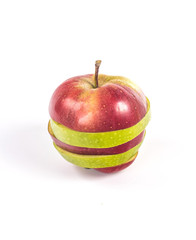 horizontal striped apple made up of two colors