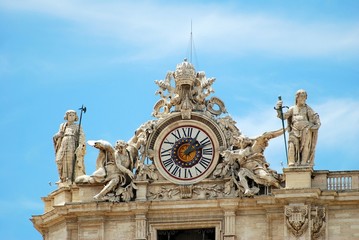 Sculptures on the facade of Vatican city works