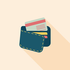 shopping wallet flat icon with long shadow,eps10