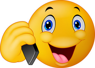 Emoticon smiley talking on cell phone