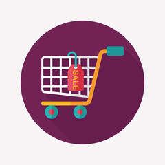 shopping cart flat icon with long shadow,eps10