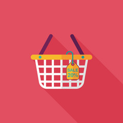 shopping basket flat icon with long shadow,eps10