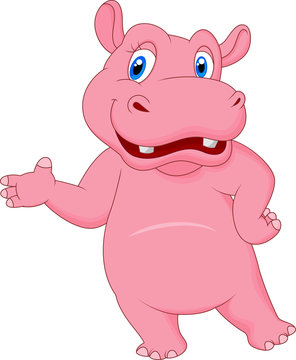 Cartoon hippo presenting
