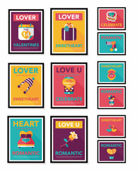 Valentine’s Day poster flat banner design flat background set,