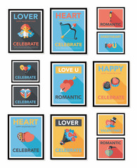 Obraz na płótnie Canvas Valentine’s Day poster flat banner design flat background set,