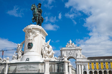 Monument to Jose I. at the Commerce Square in Lisbon, Portugal