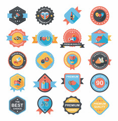 Valentine’s Day badge flat banner design background set, eps10