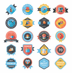 Valentine’s Day badge flat banner design background set, eps10