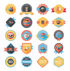 Valentine’s Day badge flat banner design background set, eps10