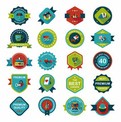 Valentine’s Day badge flat banner design background set, eps10