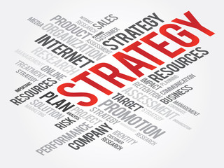 Word Cloud with STRATEGY related tags, vector business concept