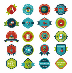 Valentine’s Day badge flat banner design background set, eps10