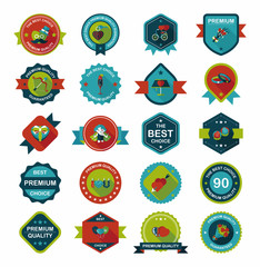 Valentine’s Day badge flat banner design background set, eps10