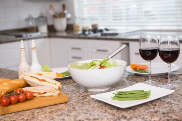 Lunch laid out on the counter
