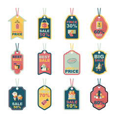 shopping tag banner flat design background set, eps10