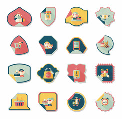 shopping sticker banner flat design background set, eps10