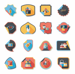 shopping sticker banner flat design background set, eps10