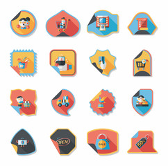shopping sticker banner flat design background set, eps10