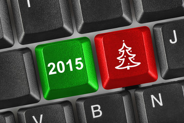 Computer keyboard with Christmas keys