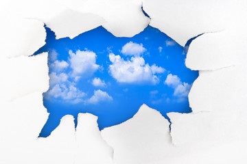 Paper hole and sky