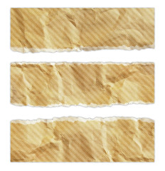 Collection of paper tears, isolated on white with soft shadows. 