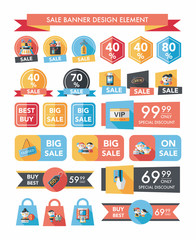 shopping sale banner flat design background set, eps10