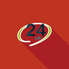 24 hours shop open flat icon with long shadow,eps10
