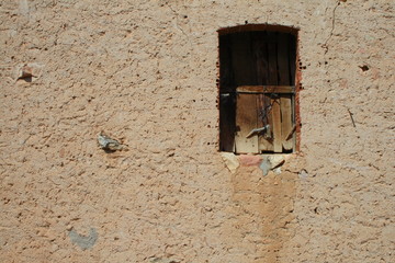 Ancient window in a home of Caballar village in Segovia province