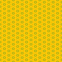 Abstract seamless yellow background with green stars.