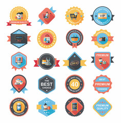 shopping badge banner flat design background set, eps10