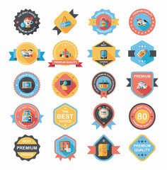 shopping badge banner flat design background set, eps10