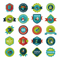 shopping badge banner flat design background set, eps10