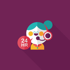 24 hours customer phone service flat icon with long shadow,eps10