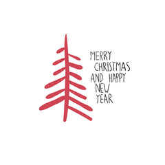 Merry Christmas Greeting Card Hand Drawn Composition