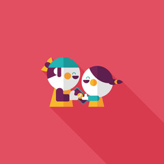 Valentine Shopping flat icon with long shadow,eps10