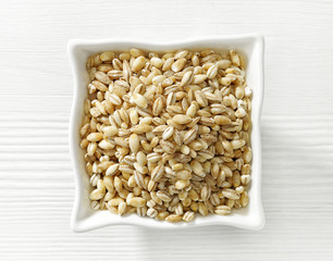 bowl of pearl barley grains