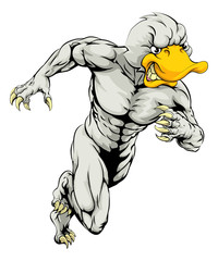 Duck mascot running