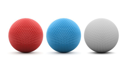 Tree spheres rendered isolated on white