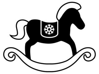Icon: Schaukelpferd mit Schneeflockendeko – Vektor, freigestellt