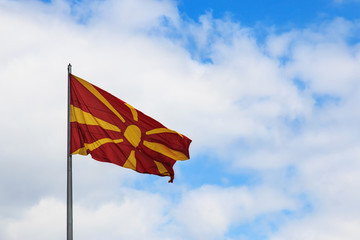 Macedonia Flag on cloudy sky