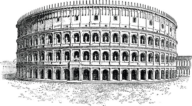 Vintage Illustration Rome Coliseum