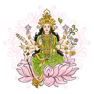 Indian goddess Shakti, sketch for your design
