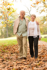 Naklejka na ściany i meble Senior Couple Walking In Park
