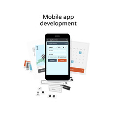 Mobile app development - flat design illustration