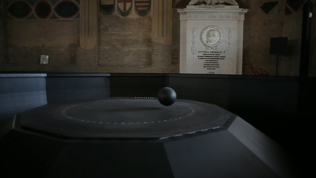 View of Foucault pendulum in perpetual motion, Palazzo della Rag
