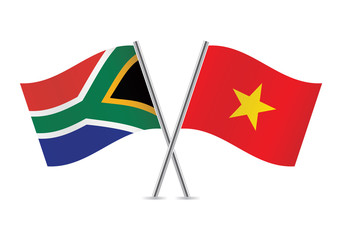 Vietnamese and South African flags. Vector illustration.