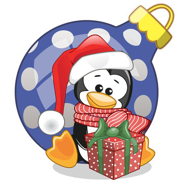 Penguin in a Santa hat