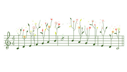 Melody with flowers - gamma illustration cute design