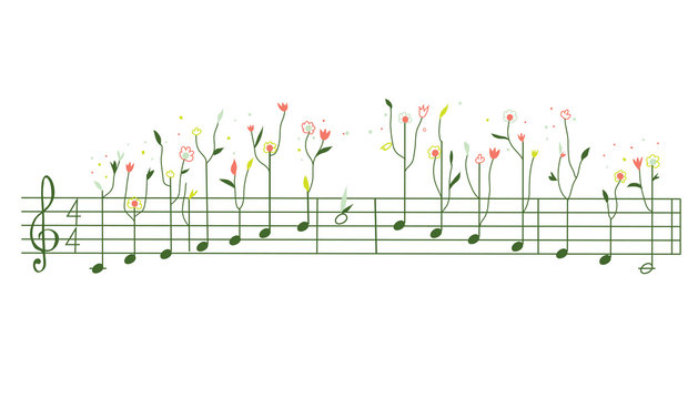 Melody with flowers - gamma illustration cute design