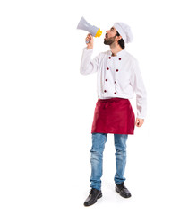 Chef shouting by megaphone